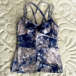 Tie dye workout top with built in bra